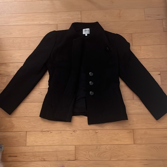 Women’s black Armani Collezioni fabric brocade blazer jacket size 8 - Picture 12 of 12